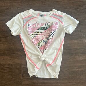 American Fighter Women White and Pink Graphic Tee